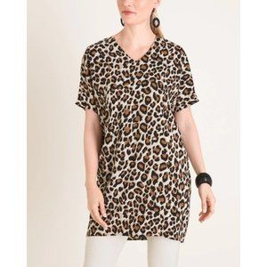 Chico's Animal Print V-Neck Wedge Tunic Women's Size 8/10